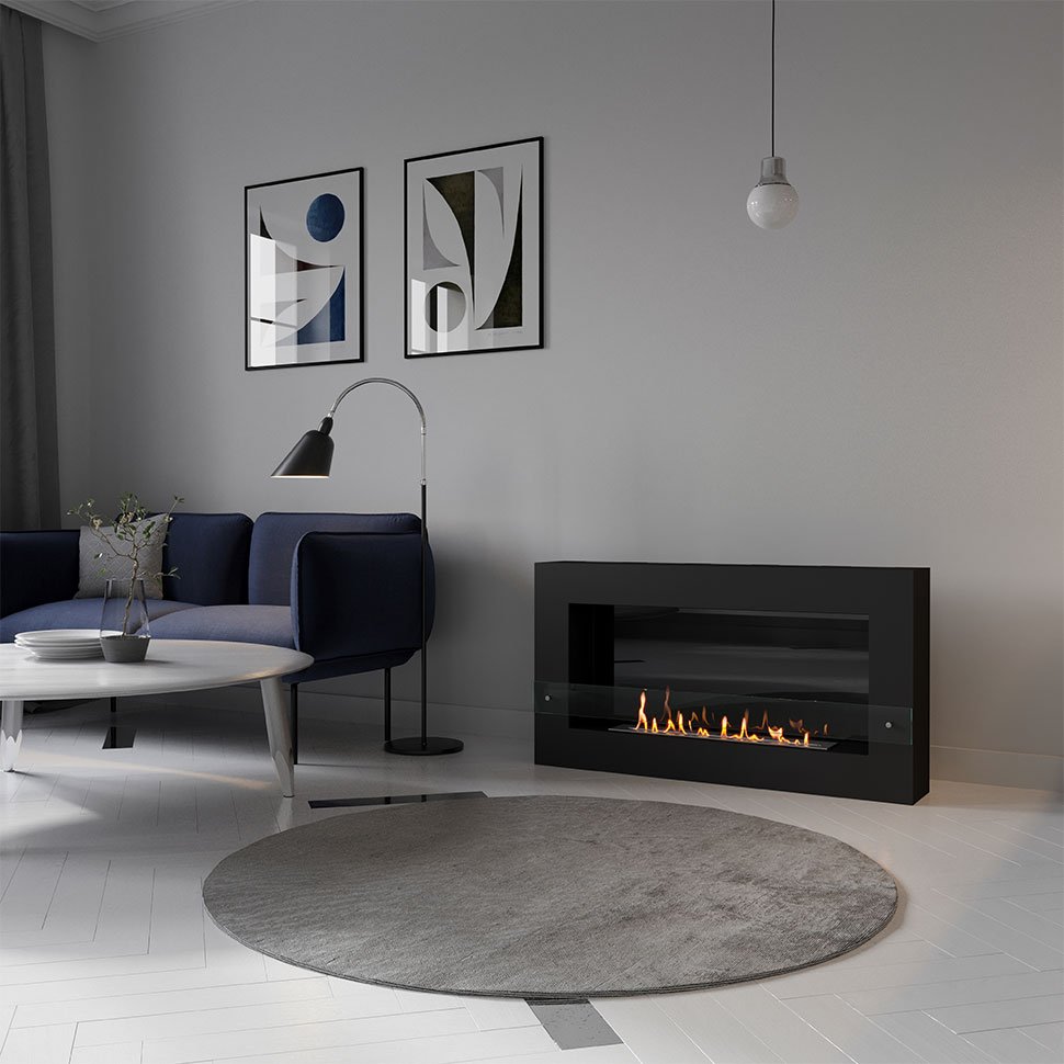 Биокамин SteelHeat WALL GRAND 1200 черный по цене 43 890 руб.