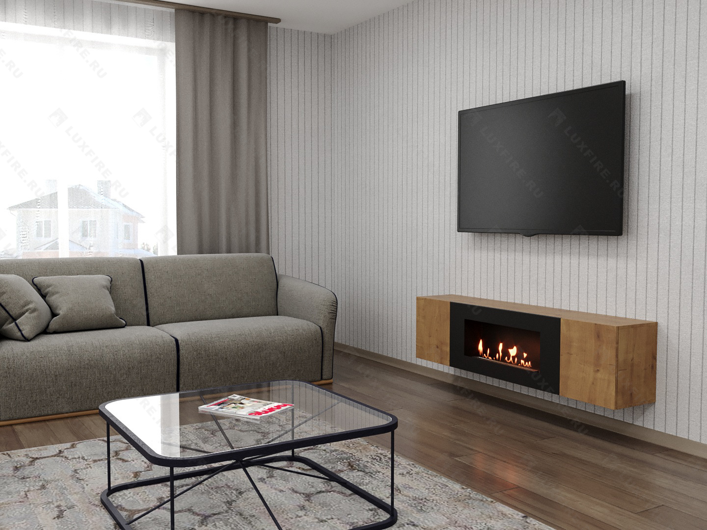 Тумба универсальная Lux Fire "Байкал" 1600, дуб вотан, с биокамином 900 Тумба универсальная Lux Fire "Байкал" 1600, дуб вотан, с биокамином 900 по цене 73 854 руб.