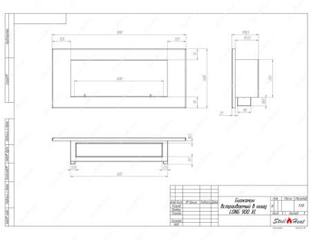 Биокамин SteelHeat LONG 900 XL стекло по цене 31 296 руб.