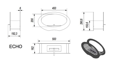 Настольный биокамин Kratki ECHO, TUV белый по цене €178
