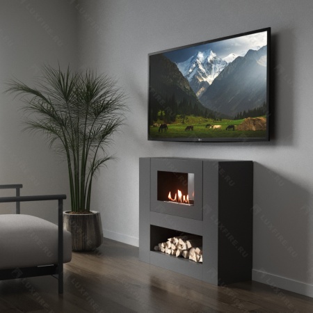 Тумба LUXFIRE с биокамином &quot;Лукоморье&quot; 900 (графит) по цене 67 633 руб.